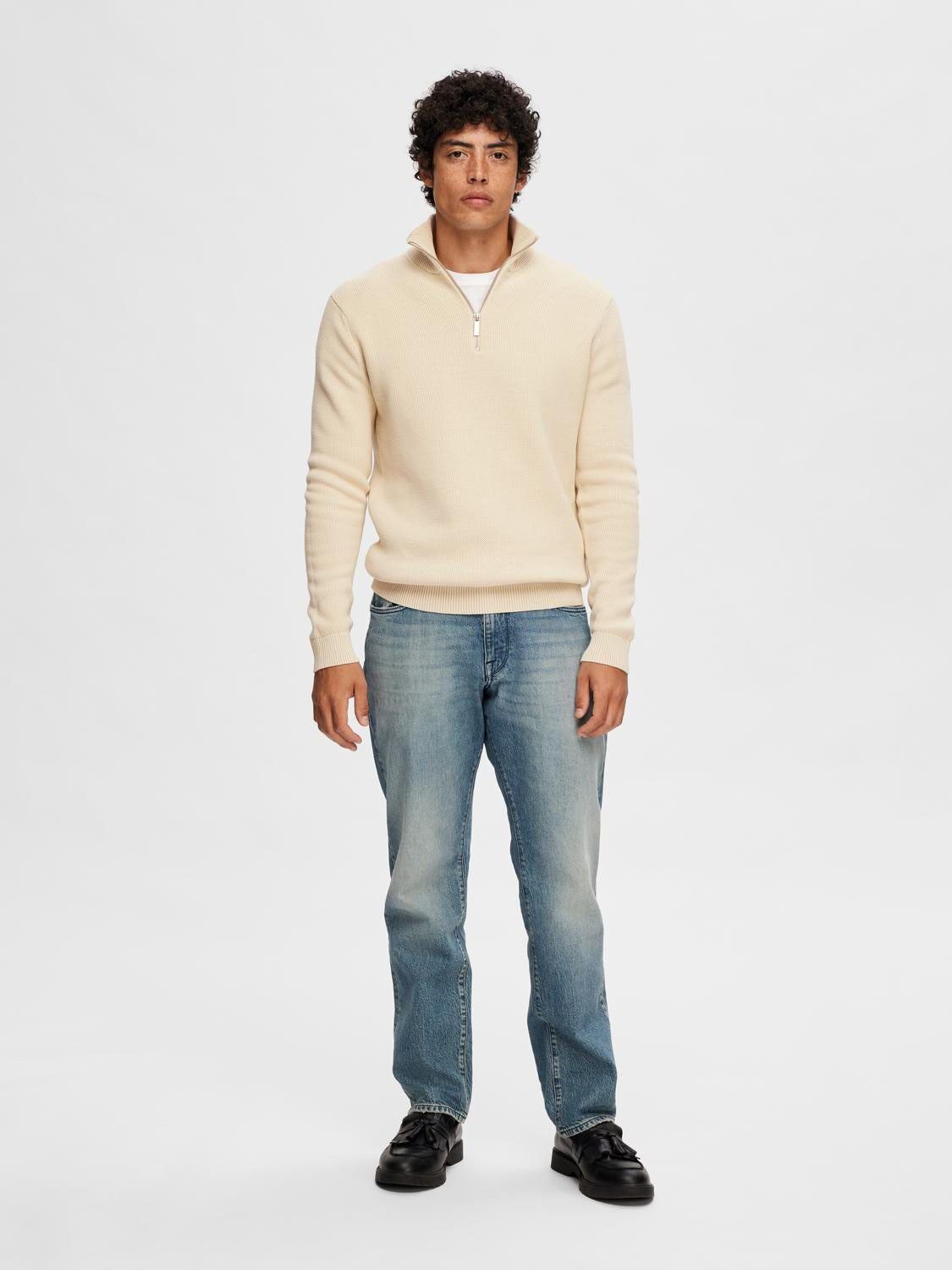 Slhdane Ls Knit Structure Half Zip Noos