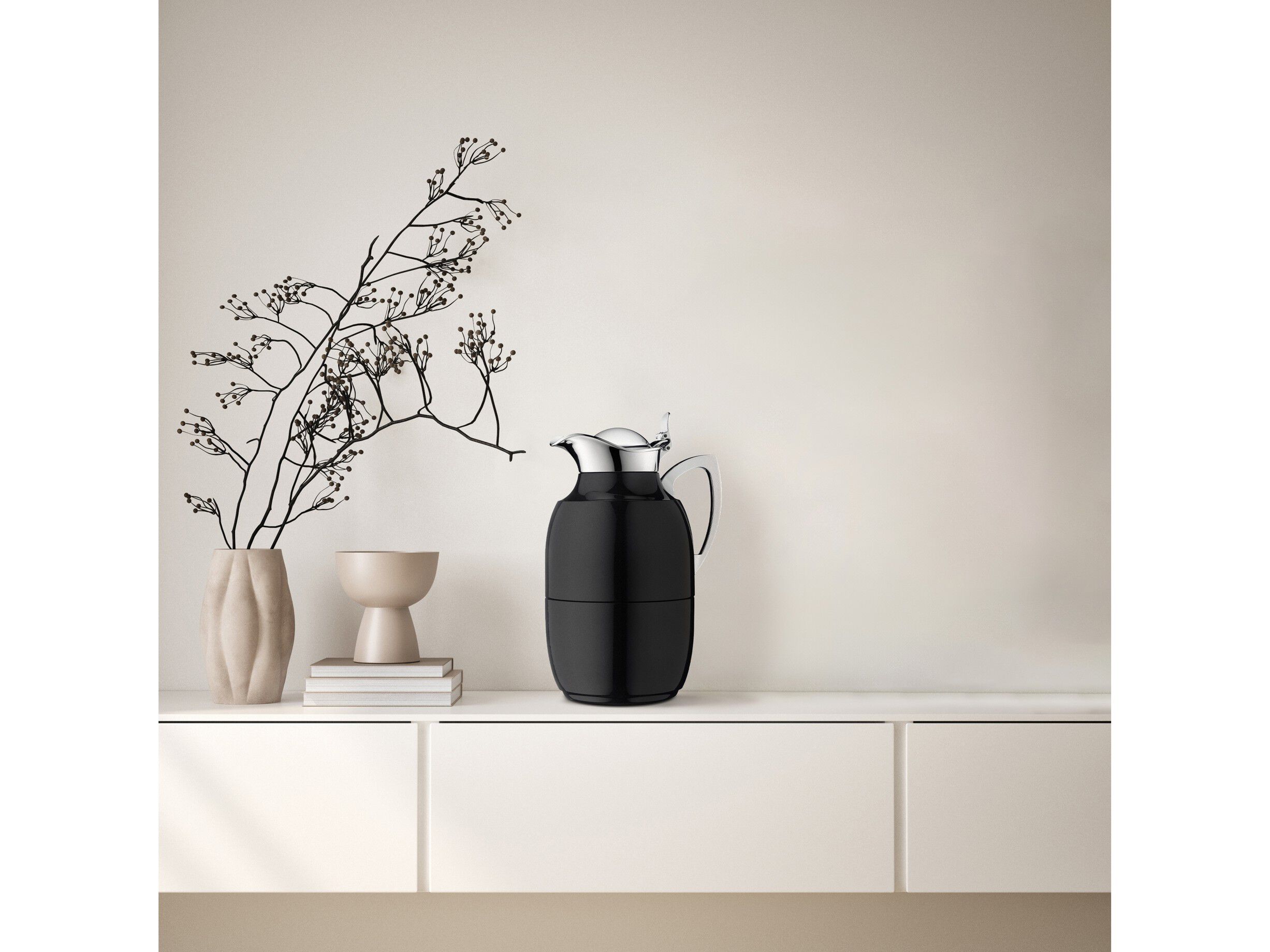 Termokanne Juwel 1 liter Blank svart Rustfritt st&aring;l