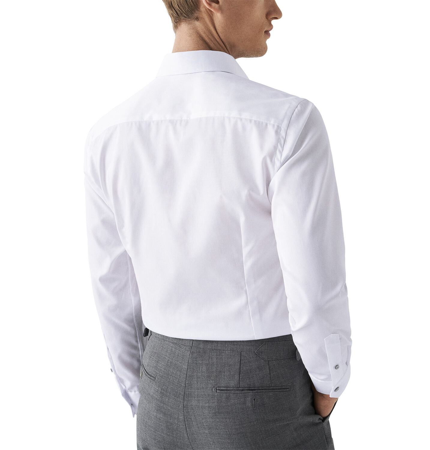 Contemporary Fit White Signature Twill Shirt Grey Details