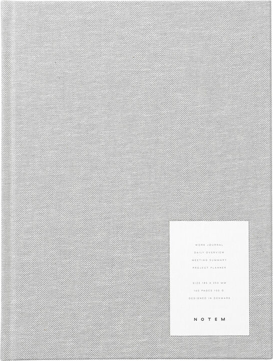 Business Notesbog med dagsplan og mødereferat, lys grå