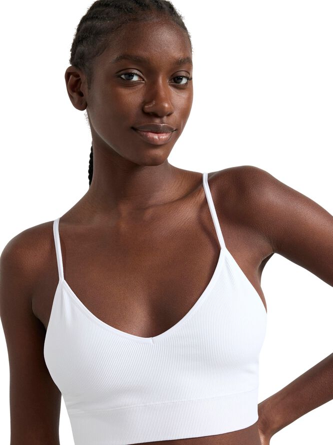 Myk ribbet bh uten sømmer med v-ringning