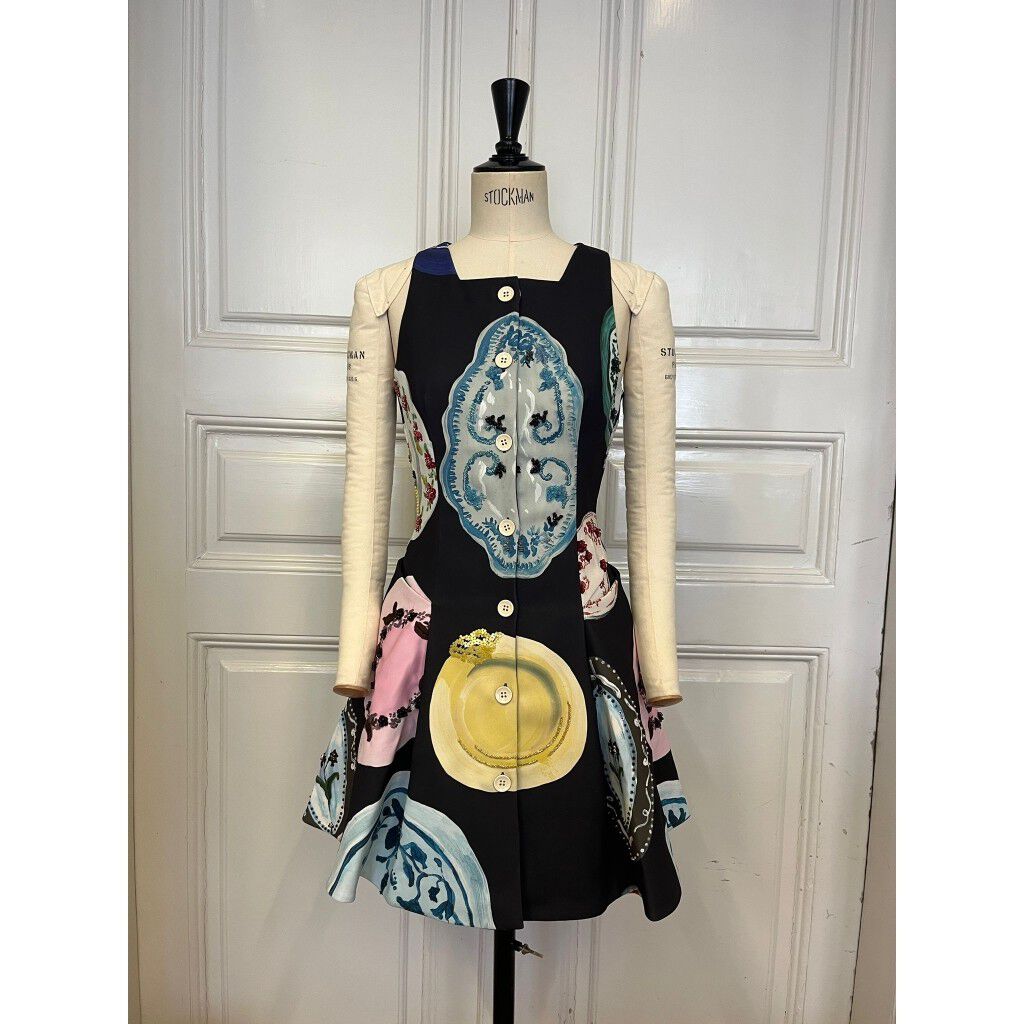 2330 Double Sided Crepe, Sleeveless Button-Up Mini Dress