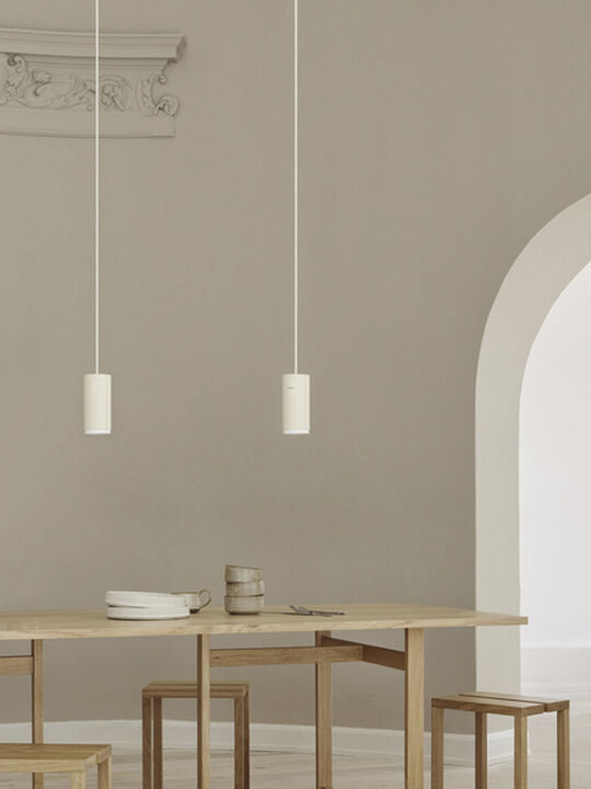 Tube Pendant, Beige, Large