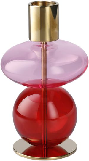Bubble Lysestage H14 cm pink/r&oslash;d