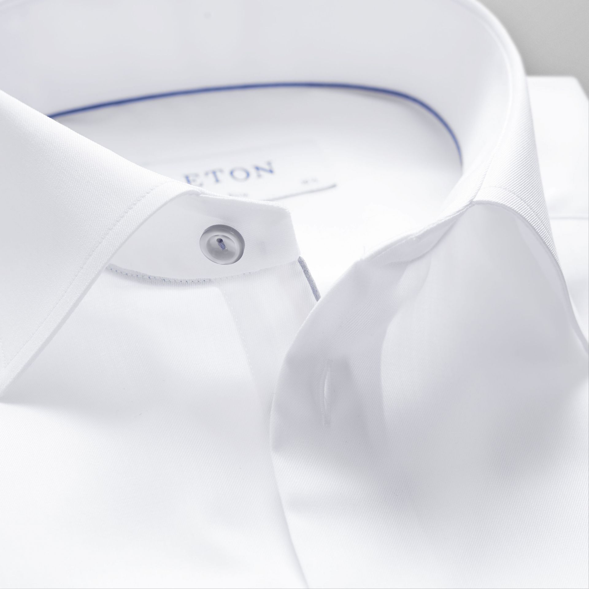 White Twill Shirt Grey Details - Slim Fit