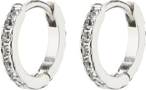 EBNA small crystal huggie hoops silver-plated