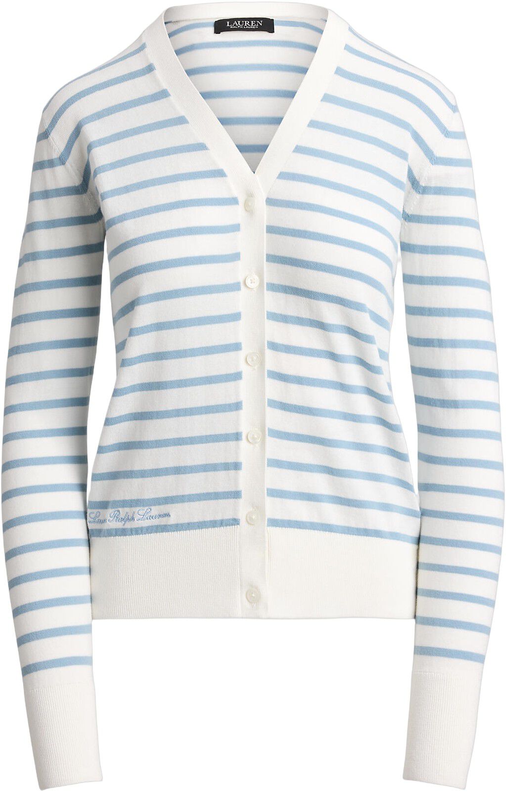 Striped Cotton V-Neck Cardigan