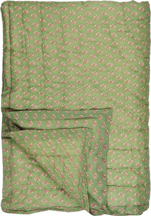 Quilt Charlotte grøn m/pink blomster