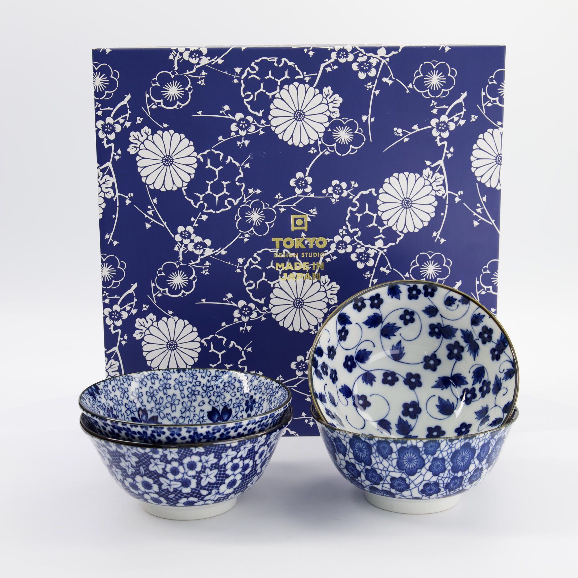 Mixed Bowls Tayo Bowl Giftset 4pcs 15x7cm 500ml Blue/White B