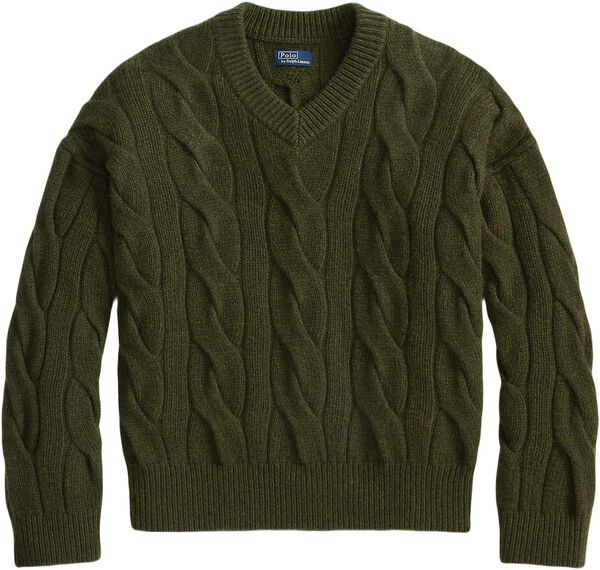 Cable-Knit Wool-Cashmere V-Neck Sweater