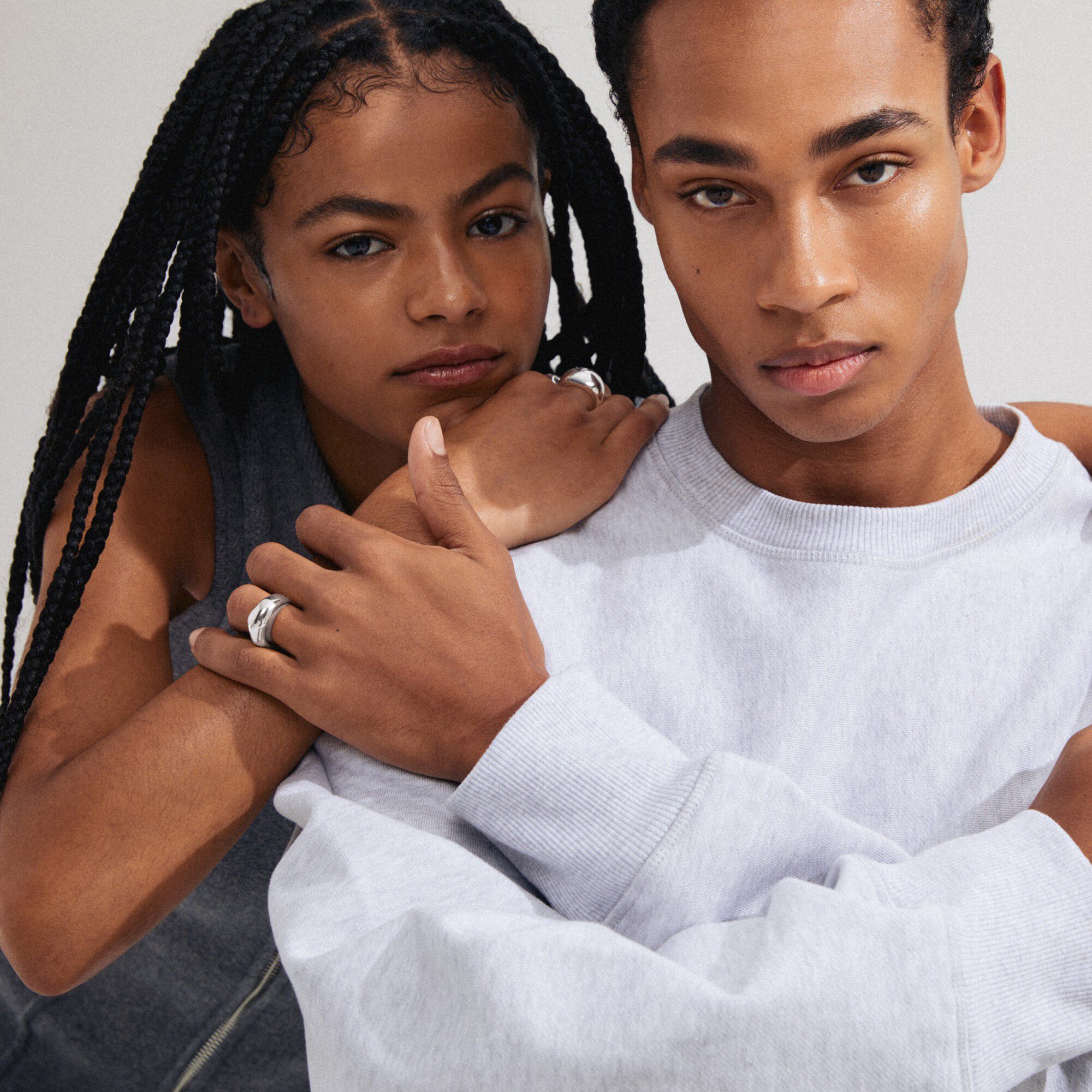 HARRISON rings, 2-in-1 set, silver-plated