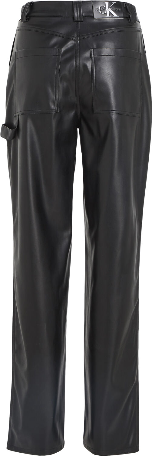 High rise straight fit leather pants