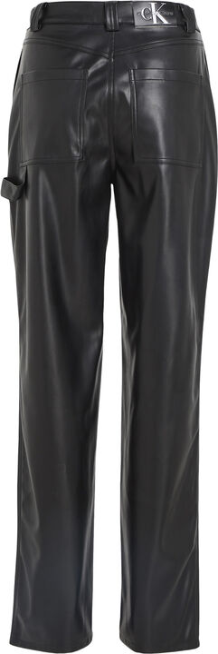 High rise straight fit leather pants
