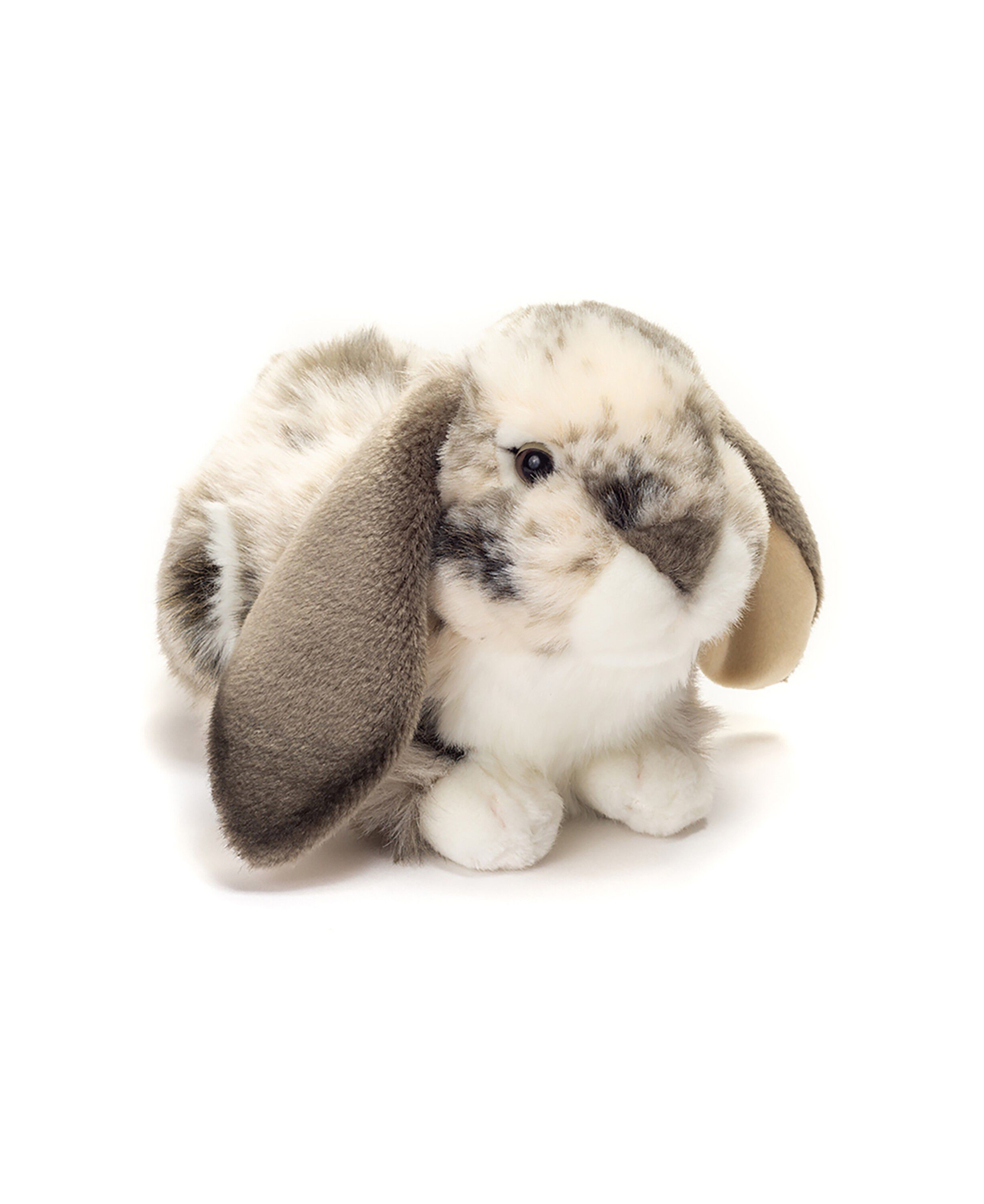 Teddy Hermann - Liggende kanin gr&aring;-hvid 30 cm