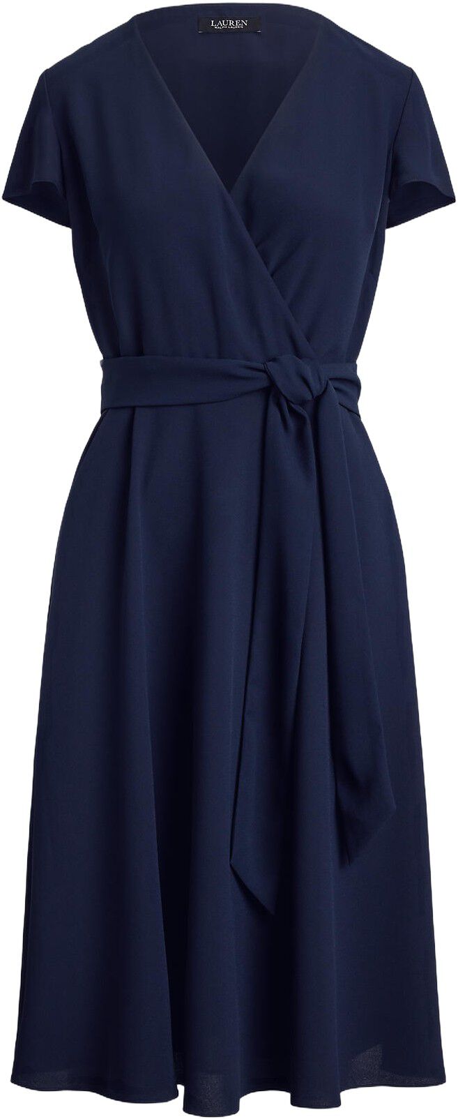 Belted Georgette Surplice Dress