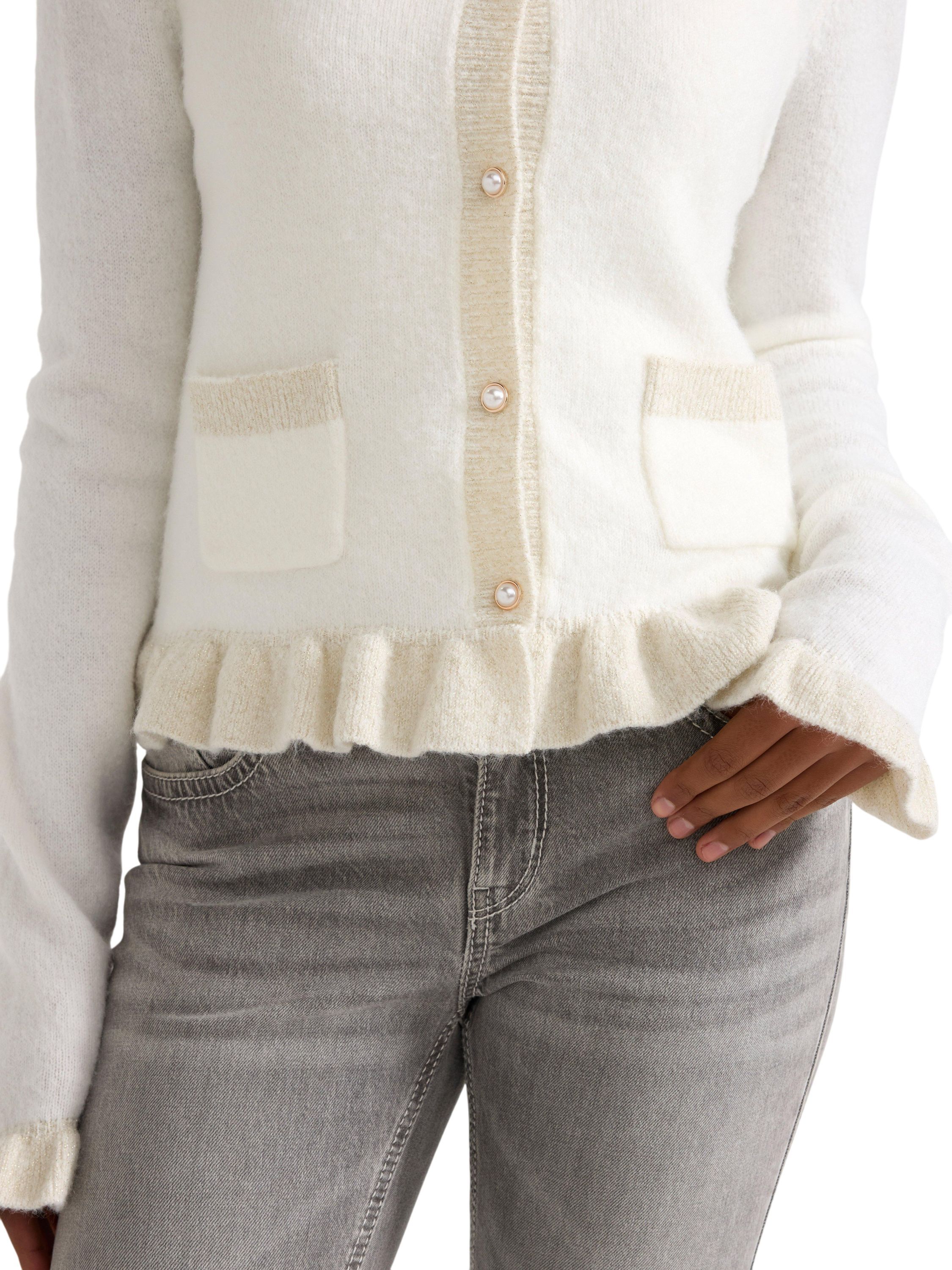 Soft knitted cardigan with frilled