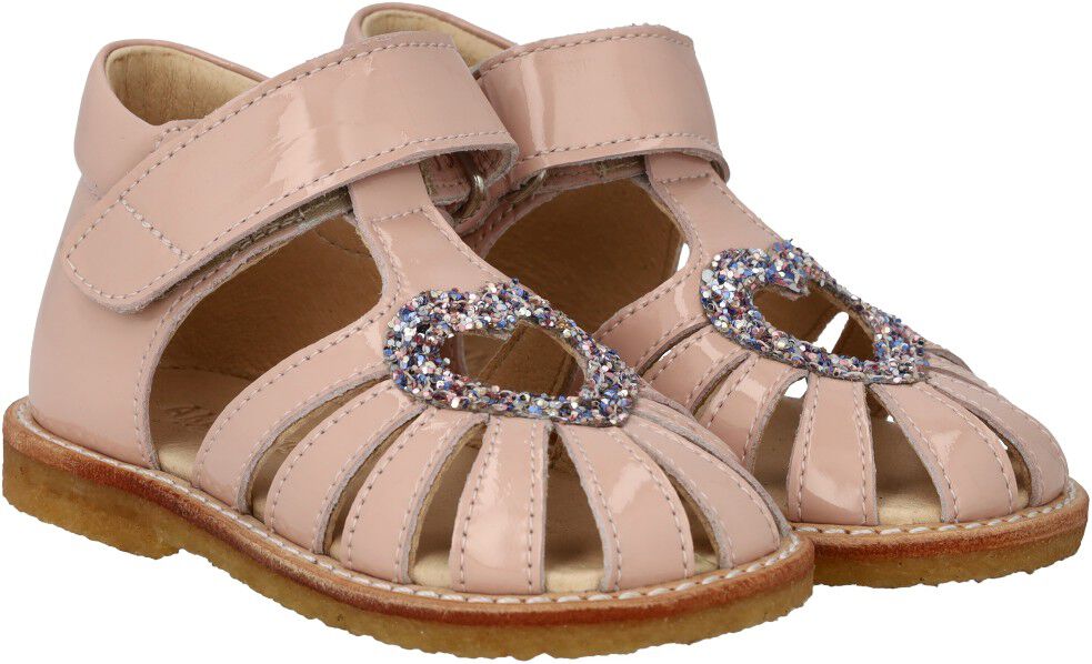 Hjertesandal med glitter og velcrolukning