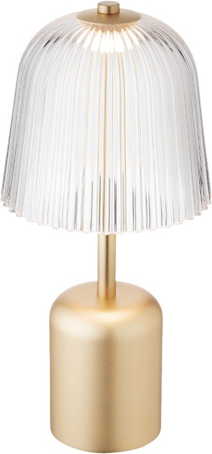 Asteea Table, portable, satin brass / ripple clear