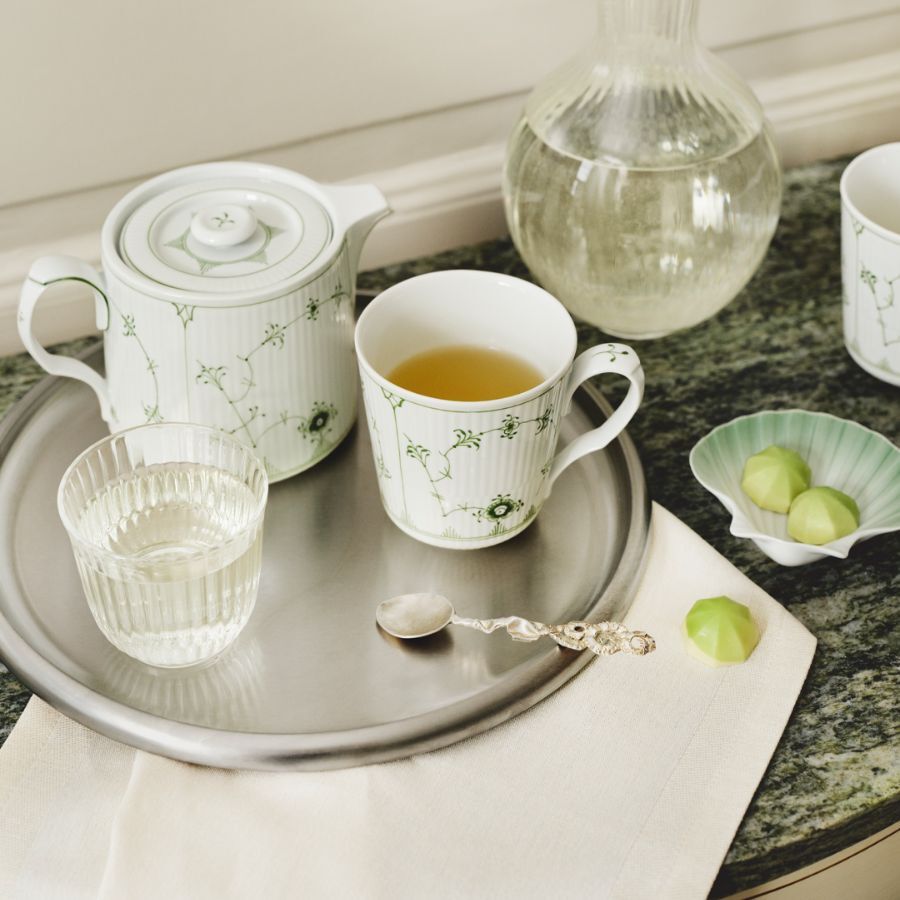 Green Fluted Pl Cup 38cl 2pc
