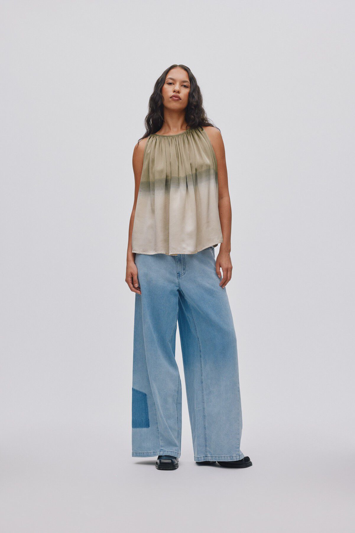 Light denim wide leg pants - Lane