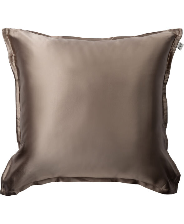 Silke pudebetræk med lynlås, 100 % morbærsilke, 60x63 cm, mørk beige