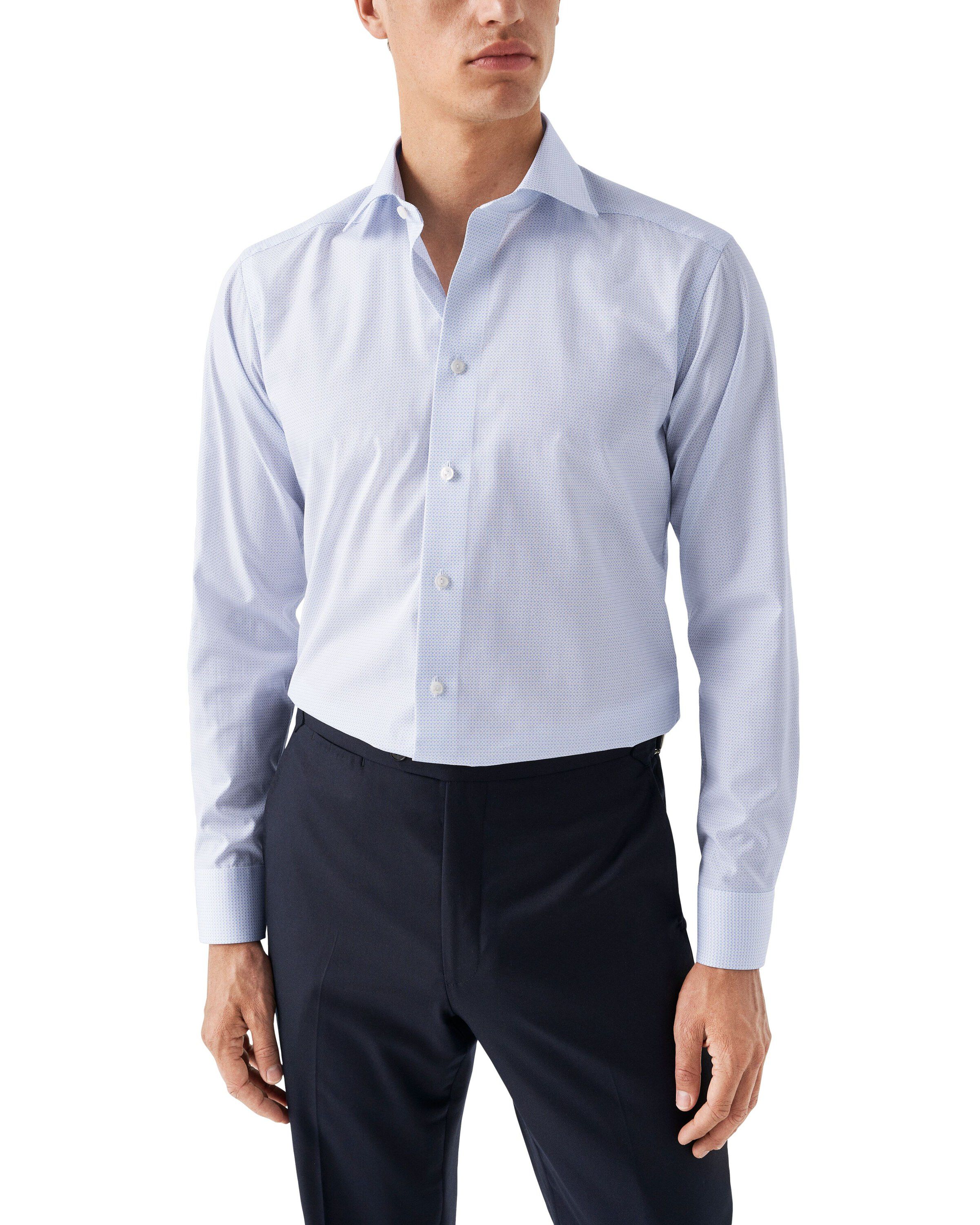 Light Blue Micro Print Shirt - Contemporary Fit