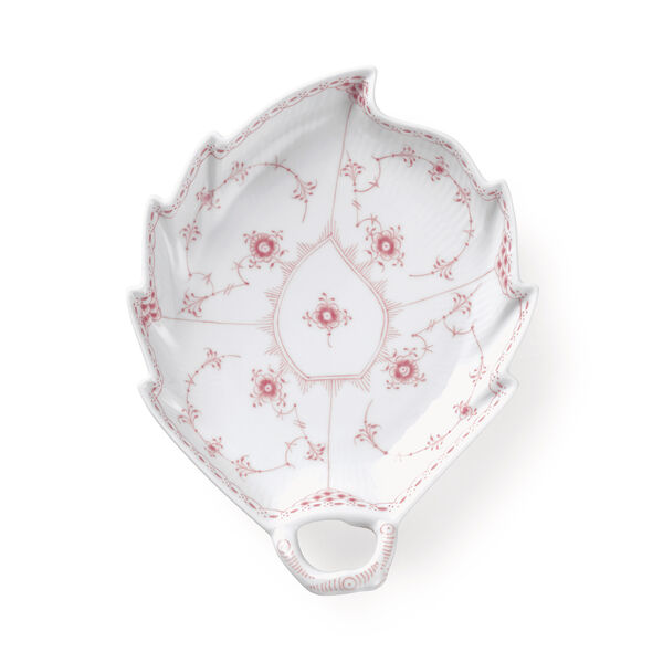 Koral Musselmalet Halvblonde fad bladformet 23 cm