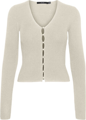 VMGOLD RIB LS V-NECK BUTTON PULLOVE