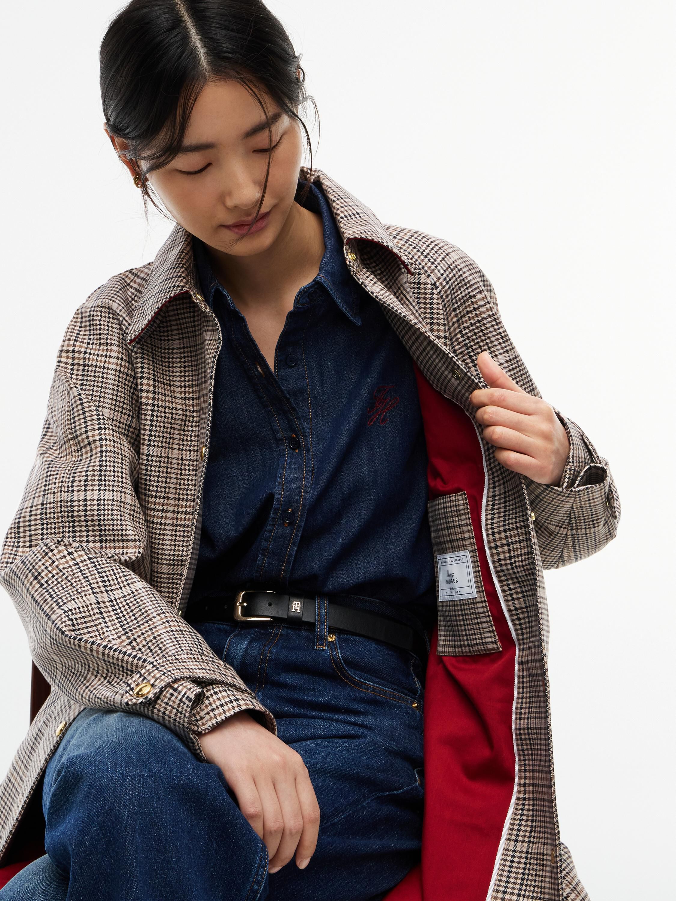 Check Belted Mac Coat