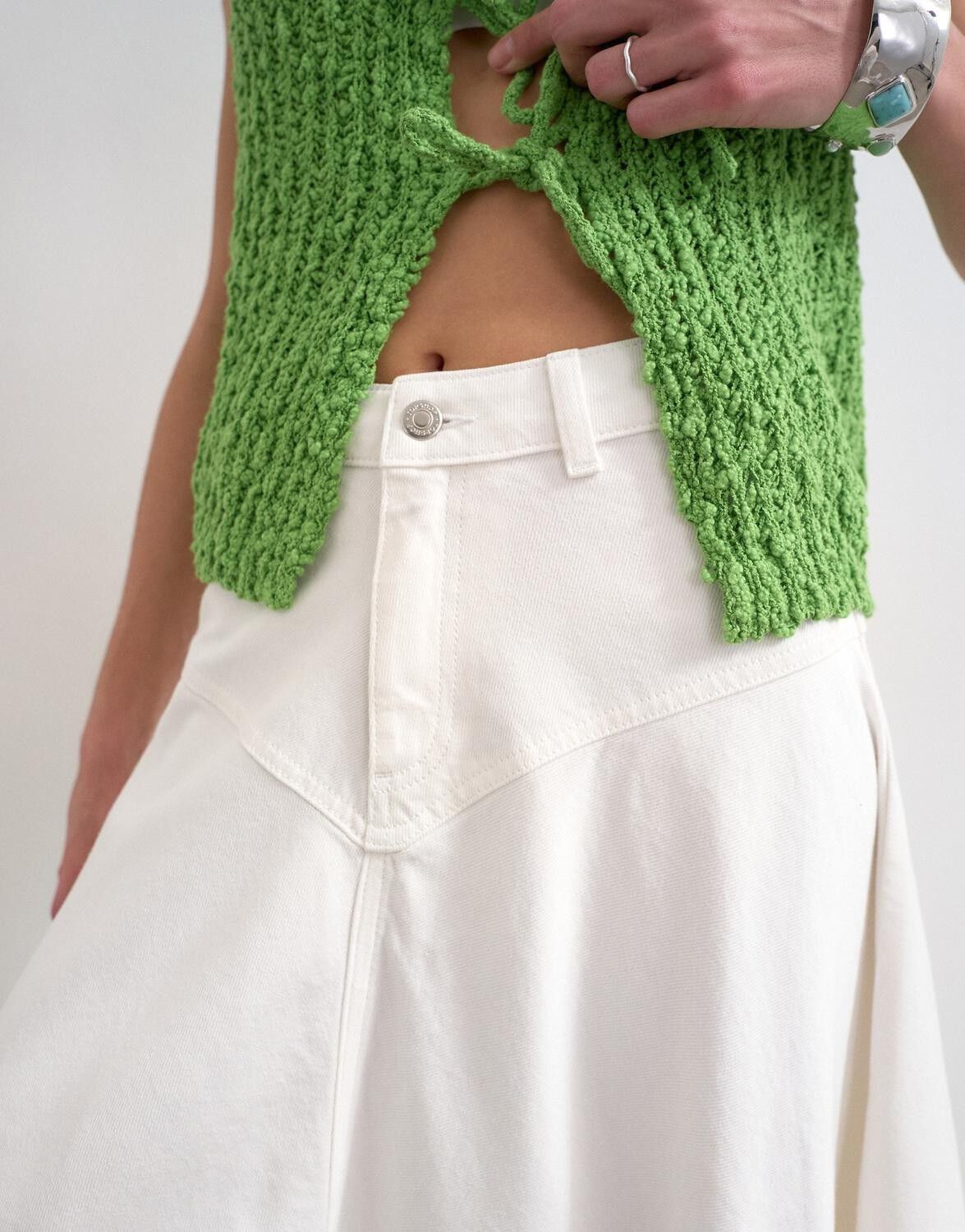 Tserin Denim Maxi Skirt Wh
