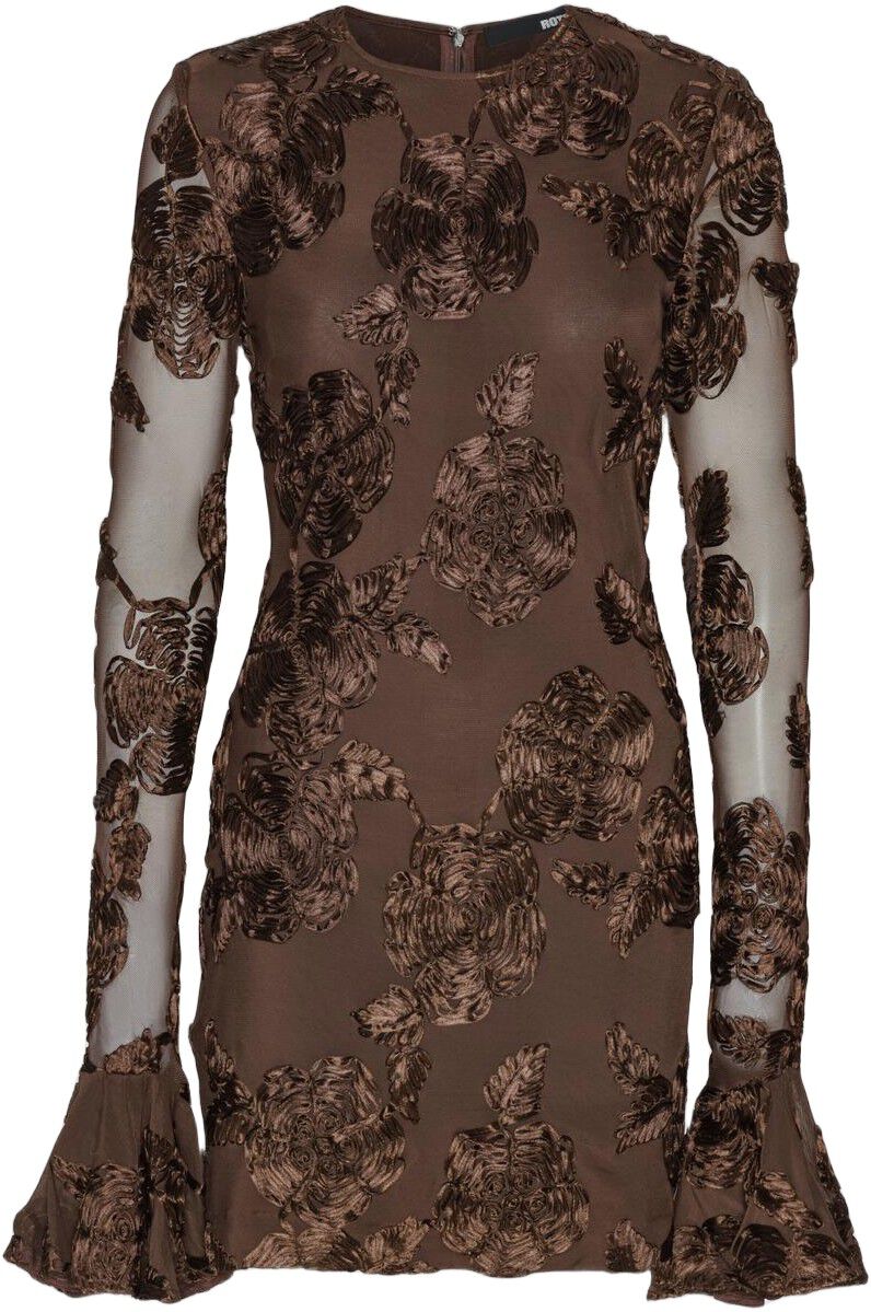 FLOWER MESH LS MINI DRESS