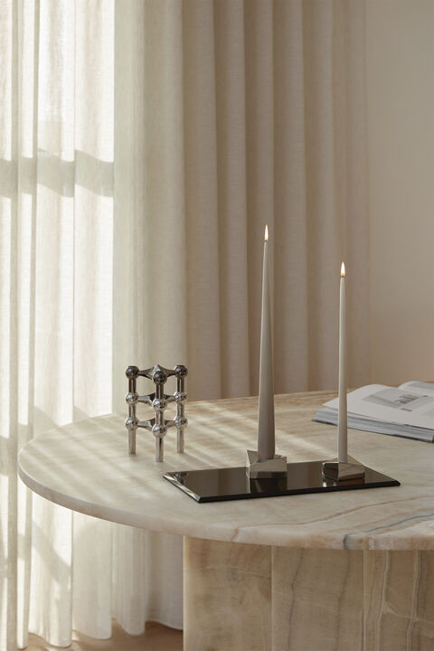 STOFF Nagel reflect candle holder, small - chrome/krom