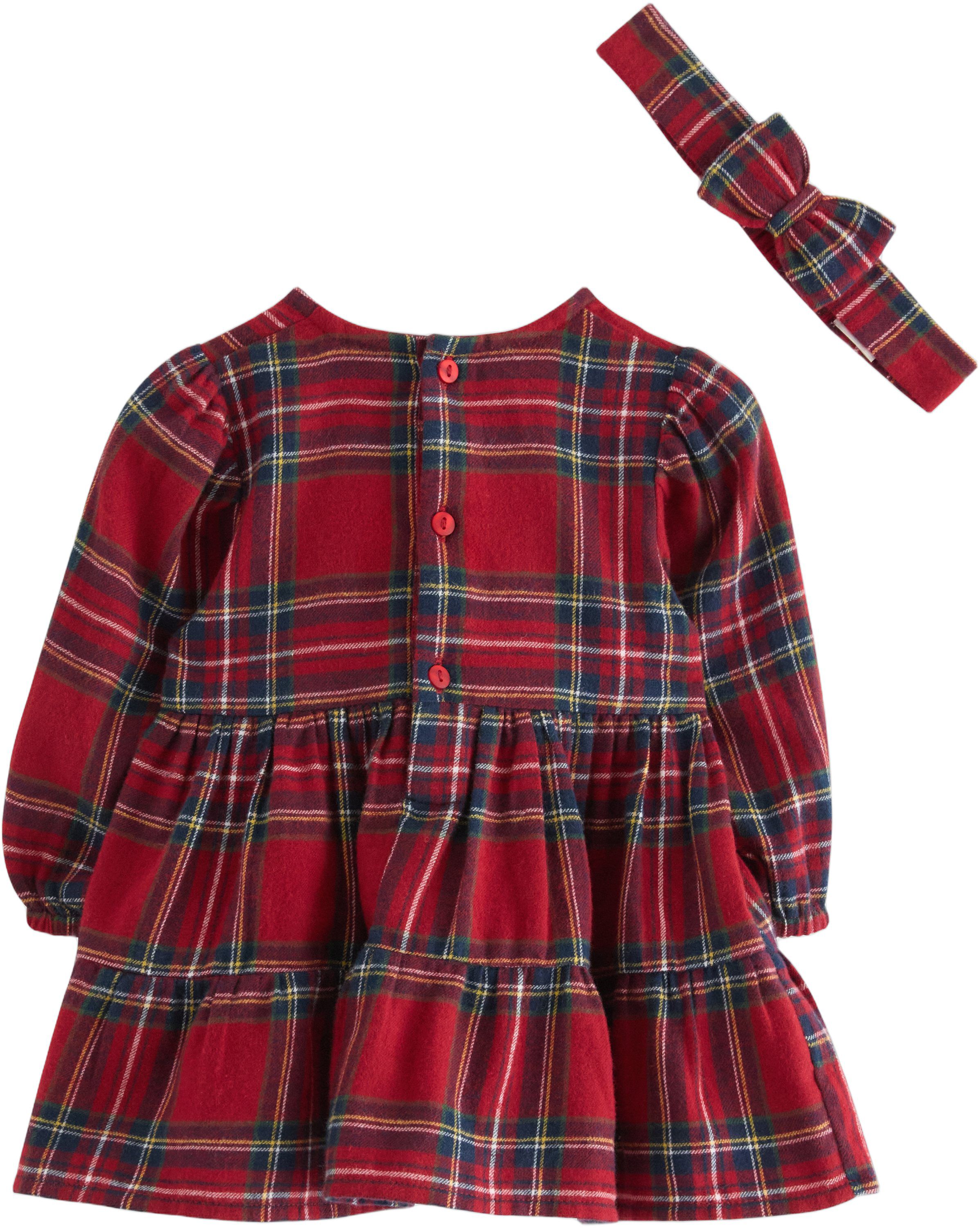 Sett med en rutete kjole i myk bomu