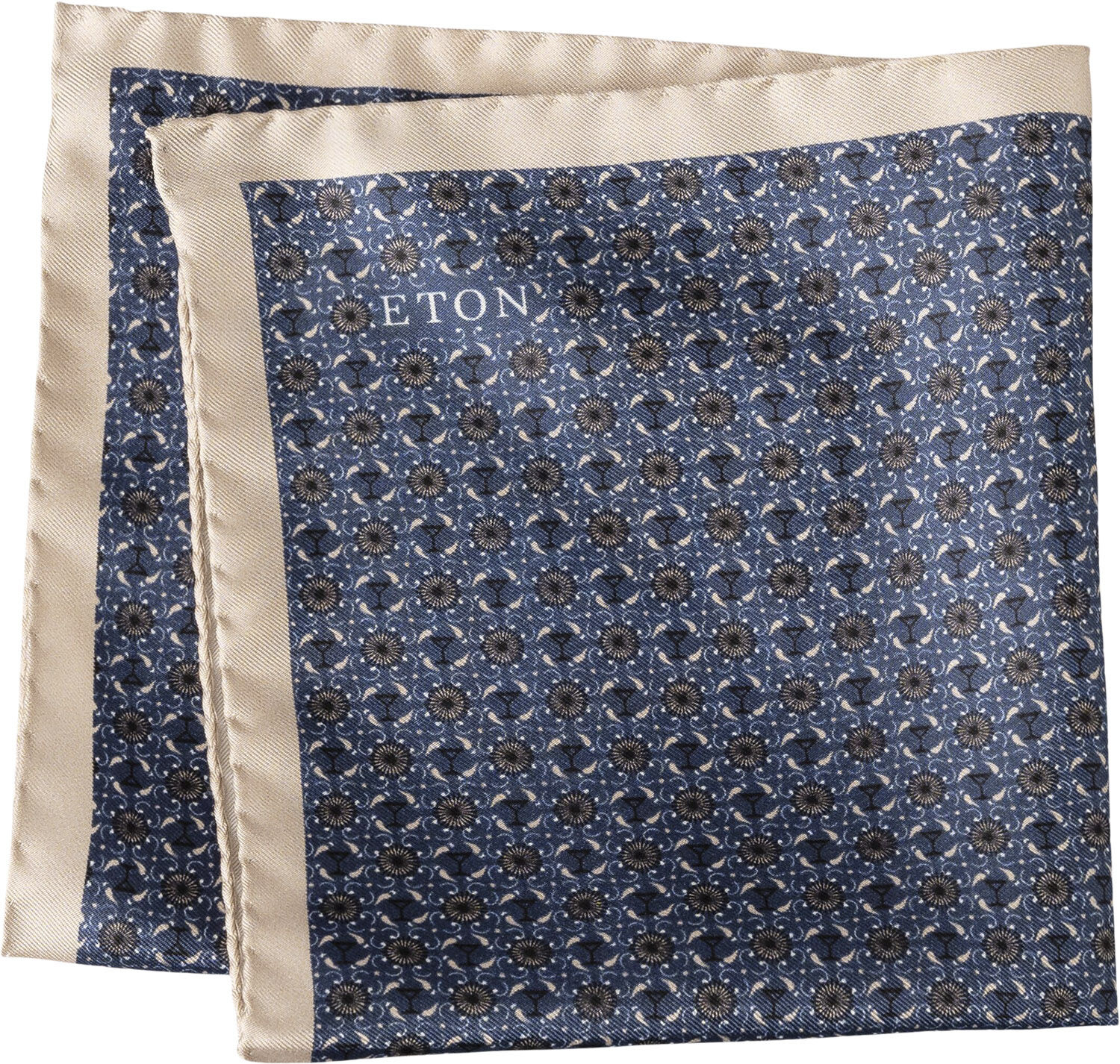 Navy Blue Geometric Silk Pocket Square