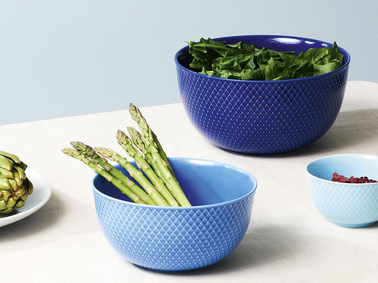 Rhombe Serveringsskål Ø22 cm mørk blå porcelæn
