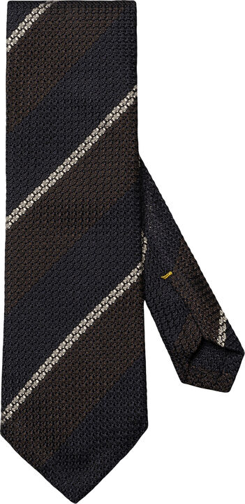 Brown Striped Grenadine Silk Tie