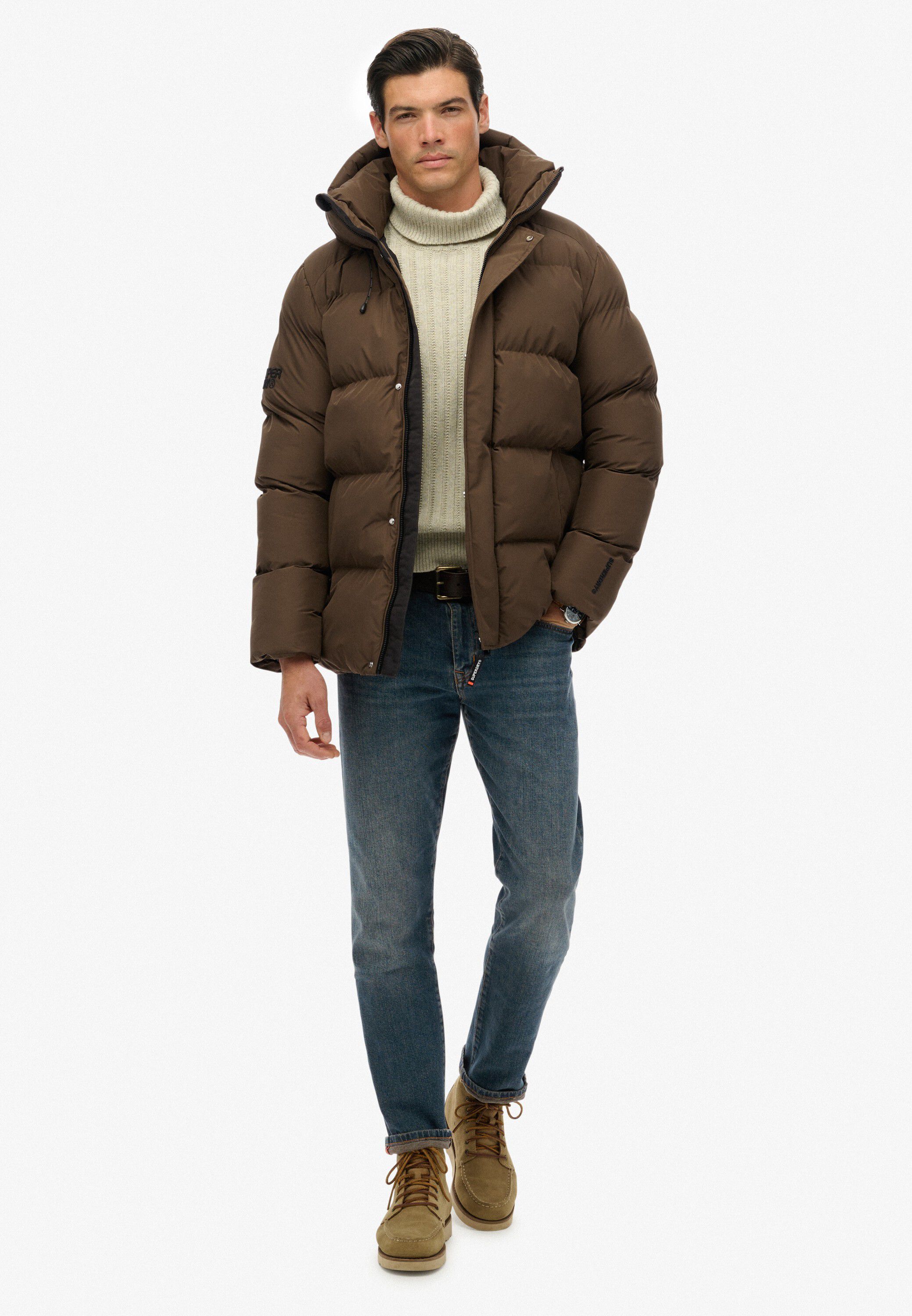 HOODED 5 BAFFLE SPORTS PUFFER
