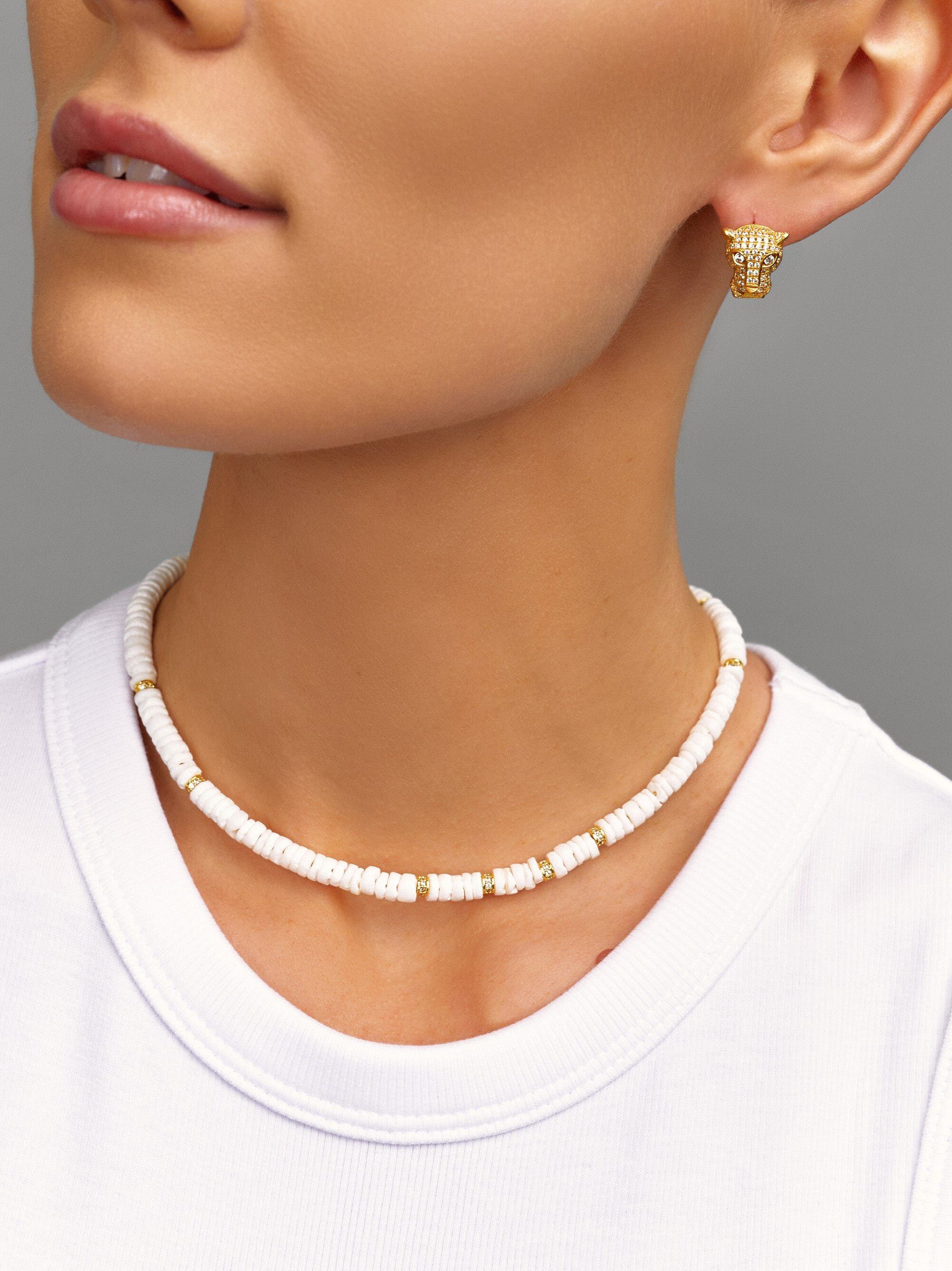 Women's Shell Choker with Gold Details