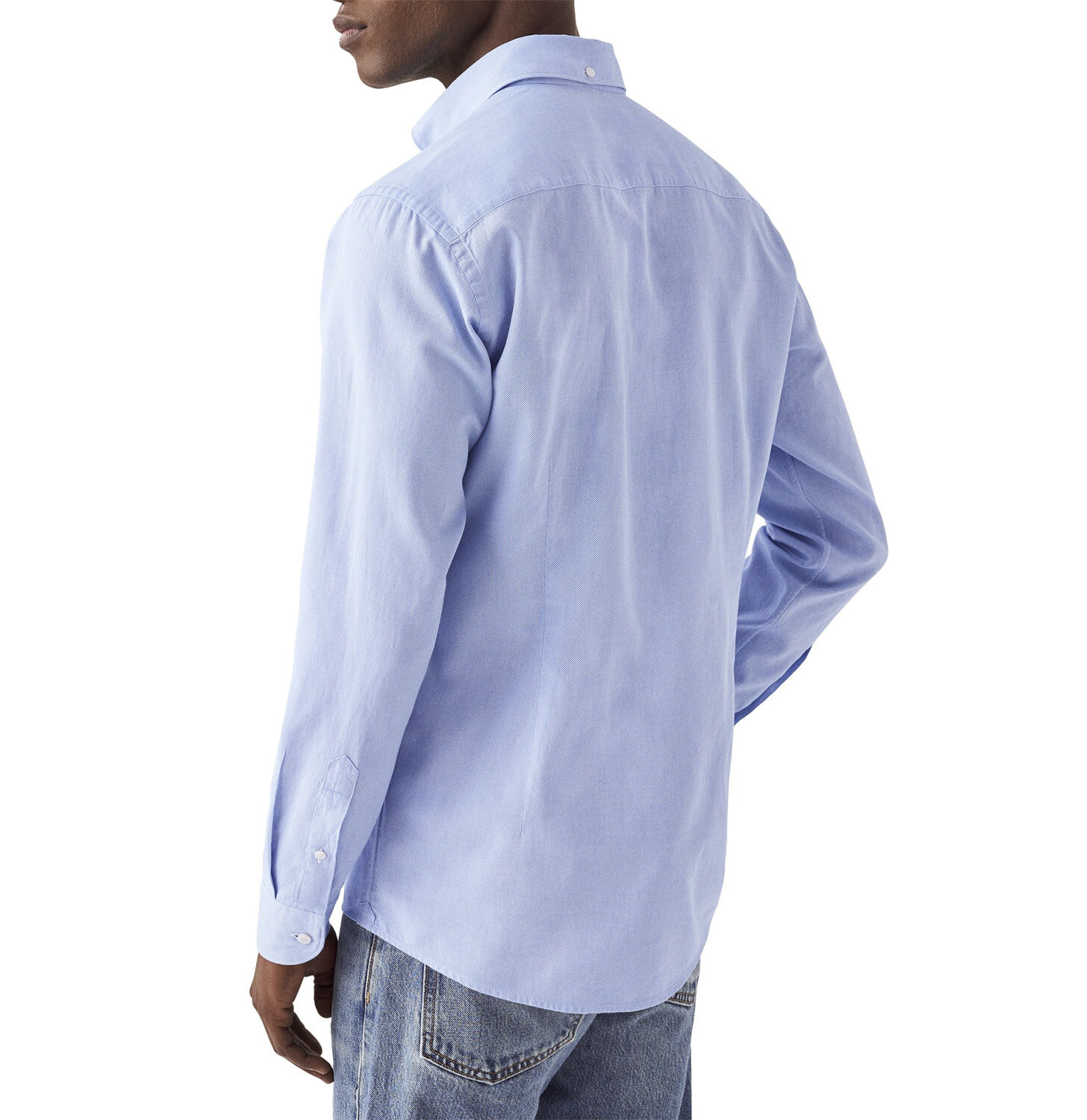 Light Blue Striped Royal Oxford Shirt - Slim Fit