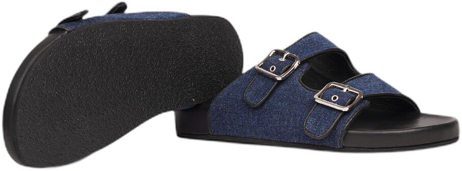 LAMIA - DENIM SANDAL WITH LEATHER EDGES