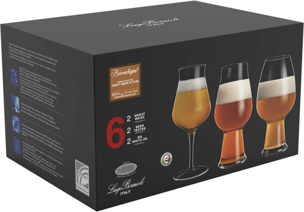 Ölglas-set tester, ale och vete Birrateque 3 x 2 stk. Klar