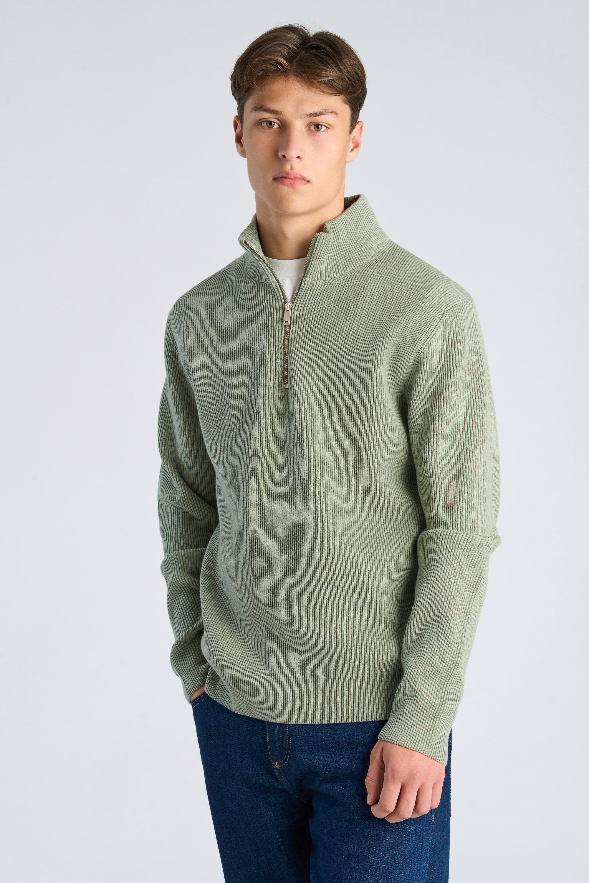 Half zip rib knit