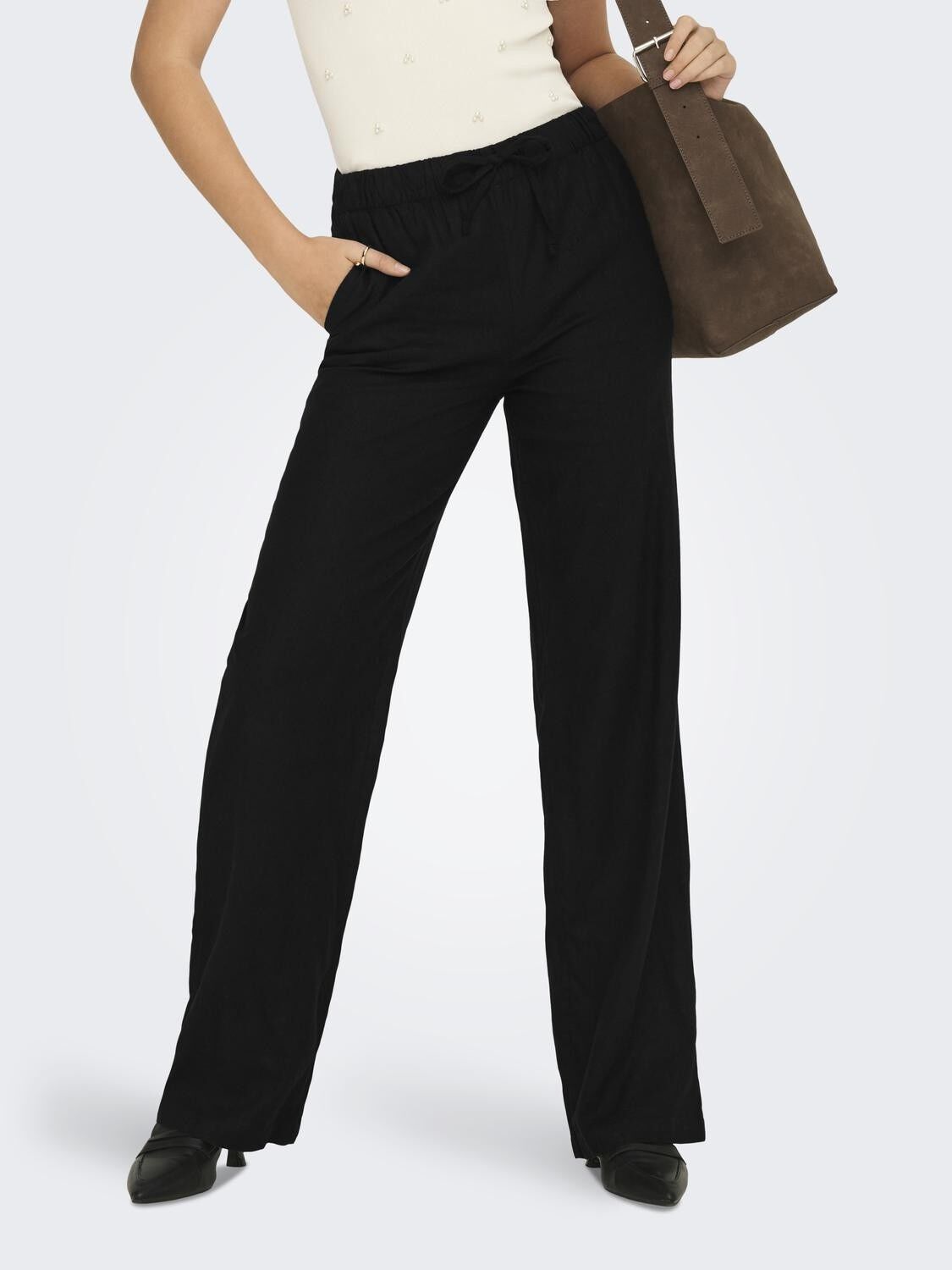 ONLGOA MW LINEN BL PULL-UP PANT CC