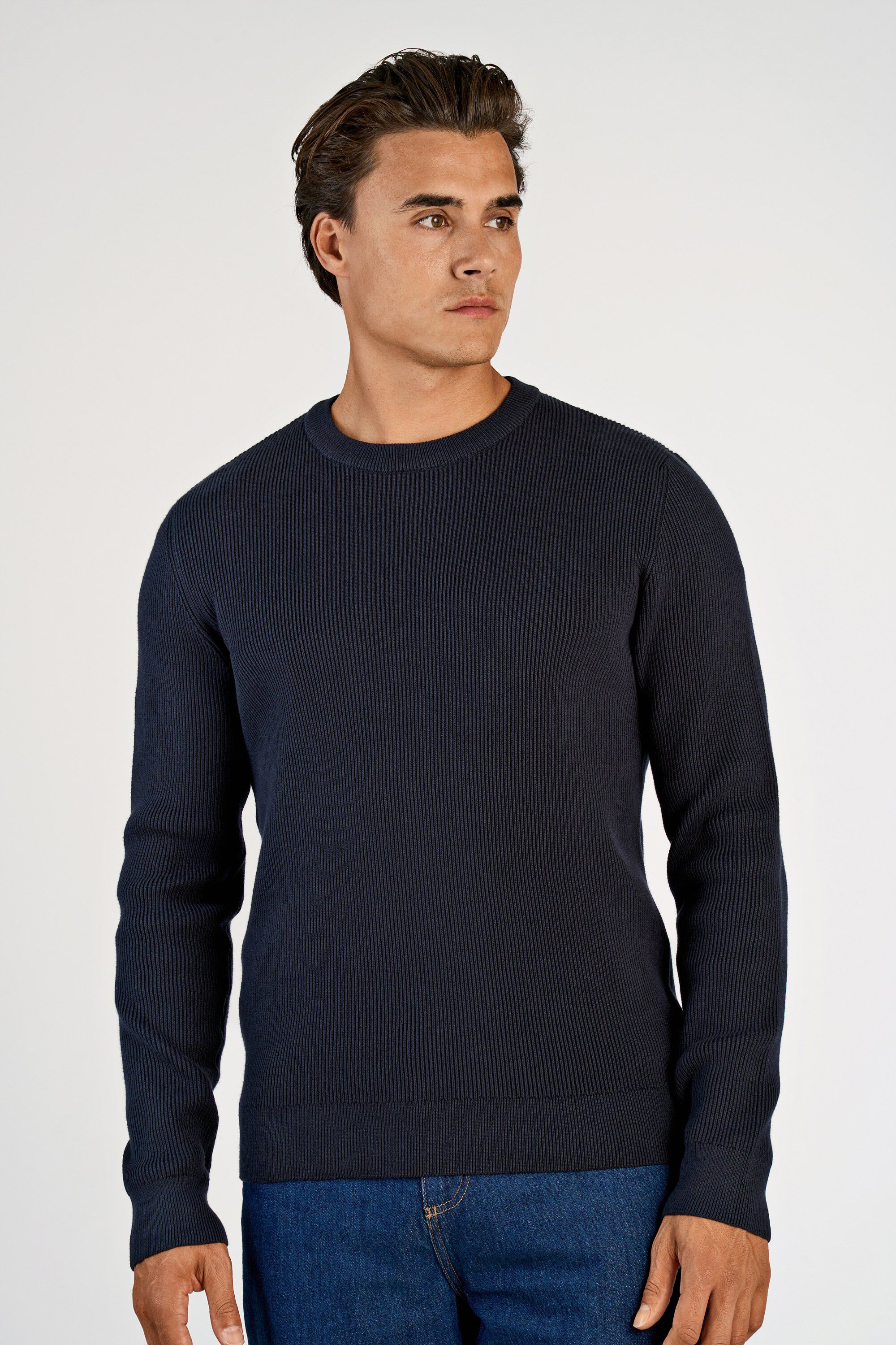 Rib knitted o-neck knit
