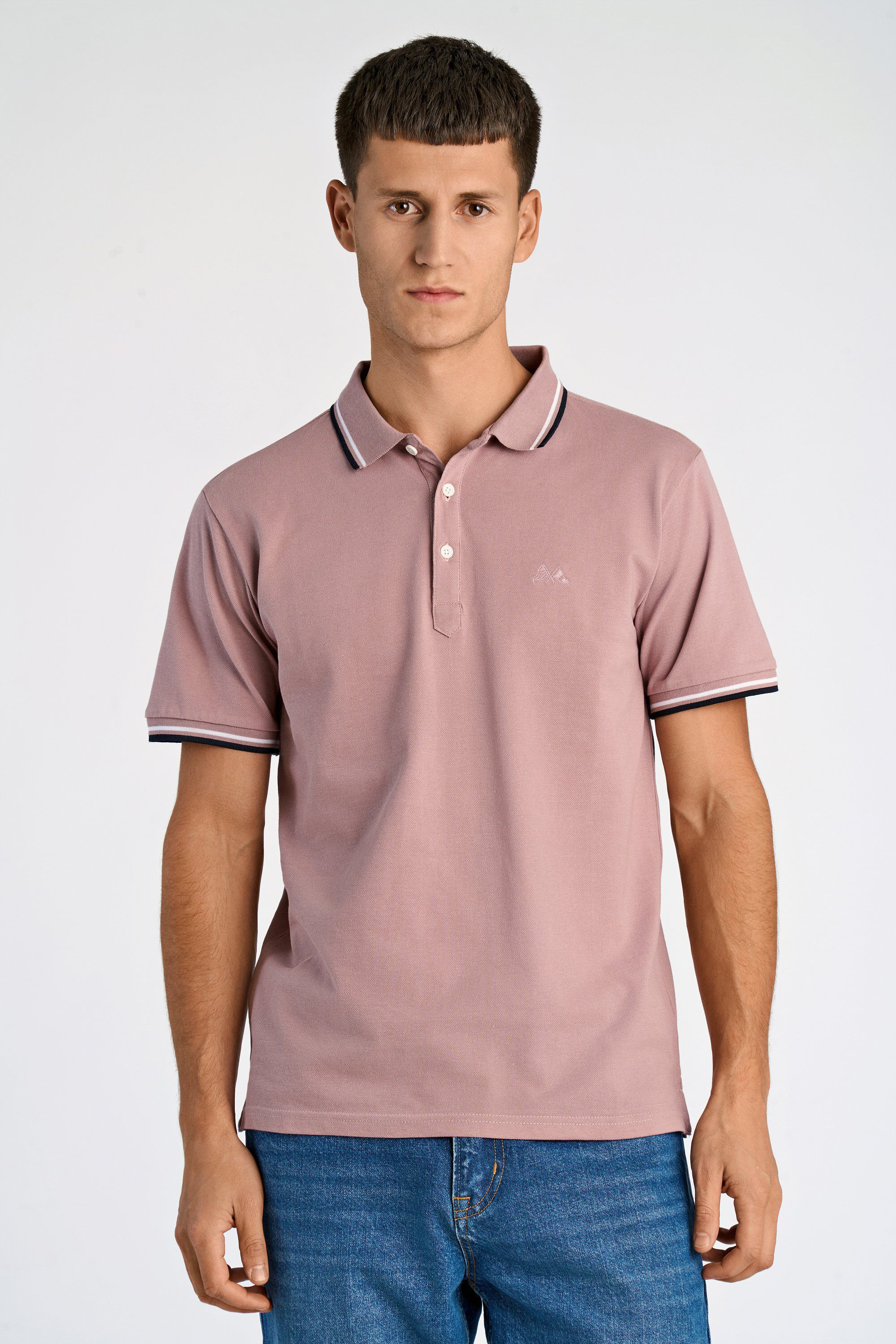 Polo shirt w. contrast piping