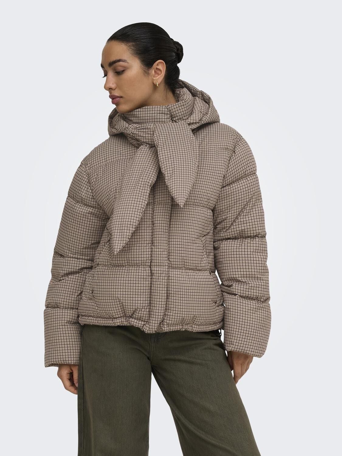 Onlmia Scarf Check Puffer Jacket Otw