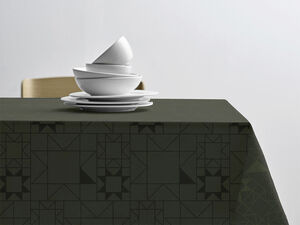 Duk 140x370 Star Damask Forest green