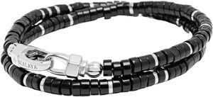 Black Onyx Heishi Wrap Bracelet in Silver