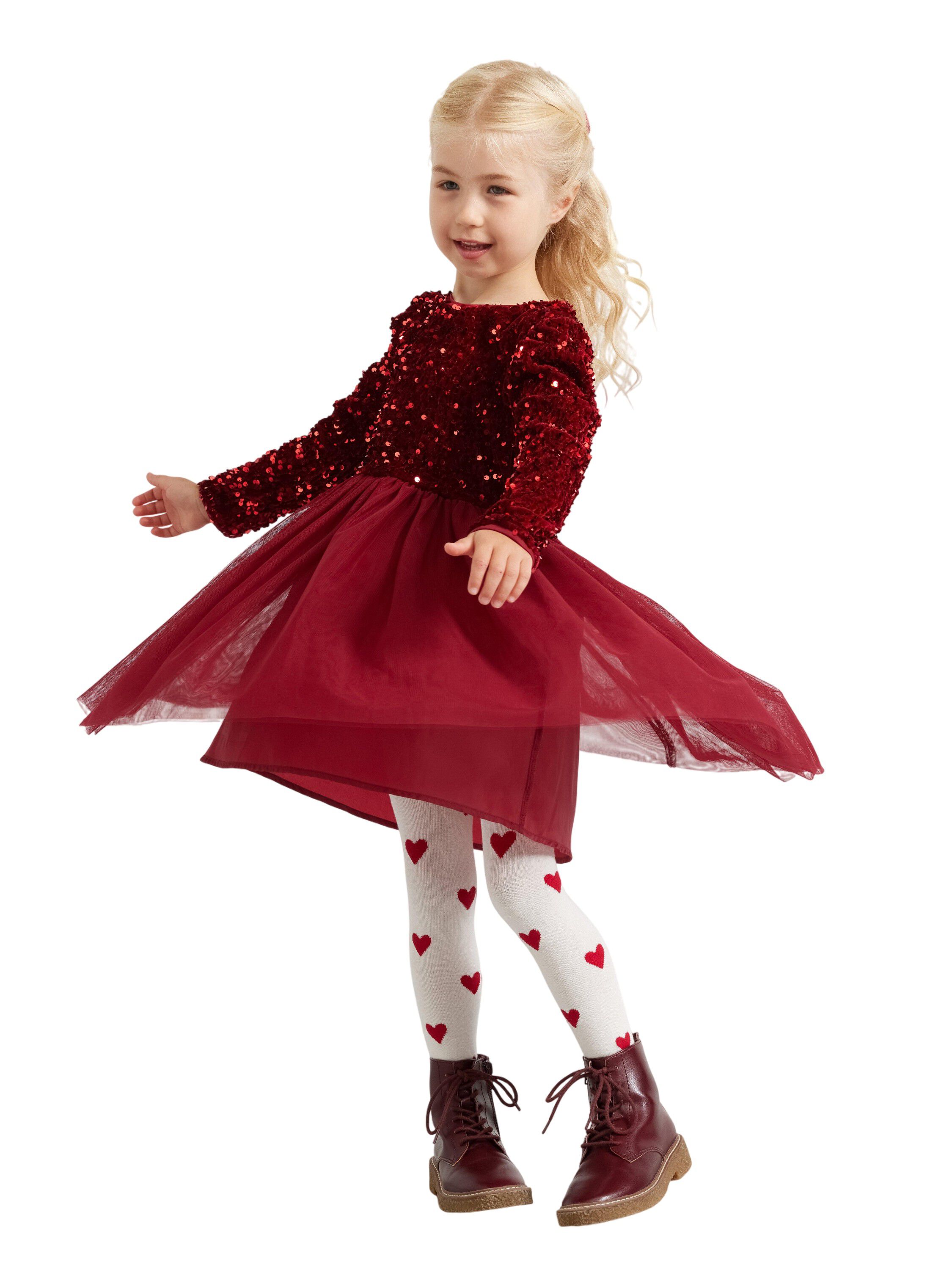 Festive long sleeve dress with a se