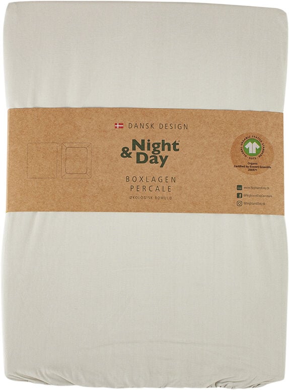 &Oslash;kologisk boxlagen, percale - GOTS, sand